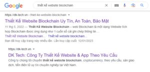 Từ khóa “thiết kế website blockchain” được tô đậm lên