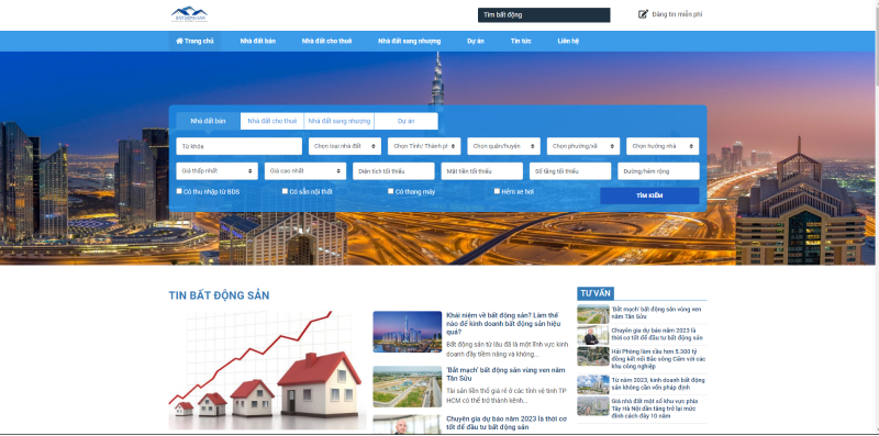 mẫu Website giới thiệu doanh nghiệp bất động sản