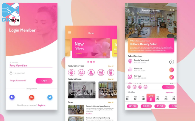 thiết kế app đặt lịch làm đẹp