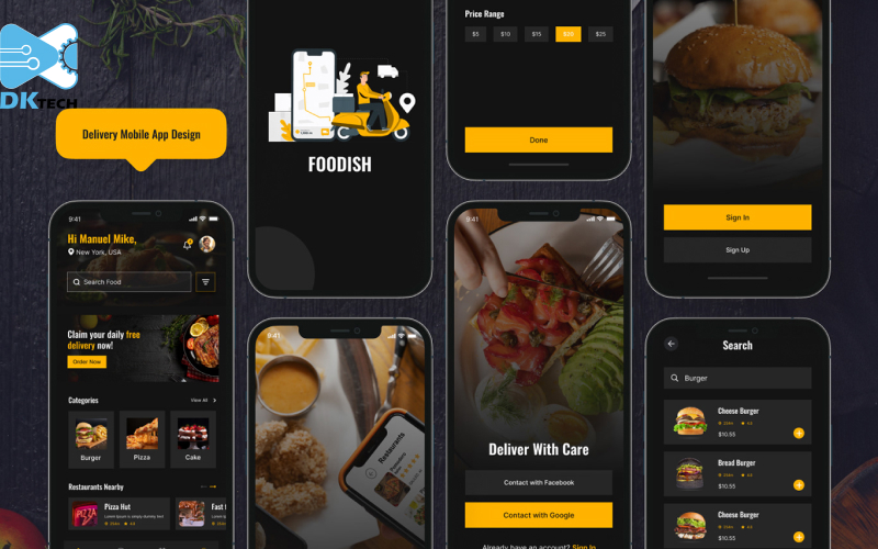 thiết kế app đặt món ăn, thiết kế app mobile theo yêu cầu