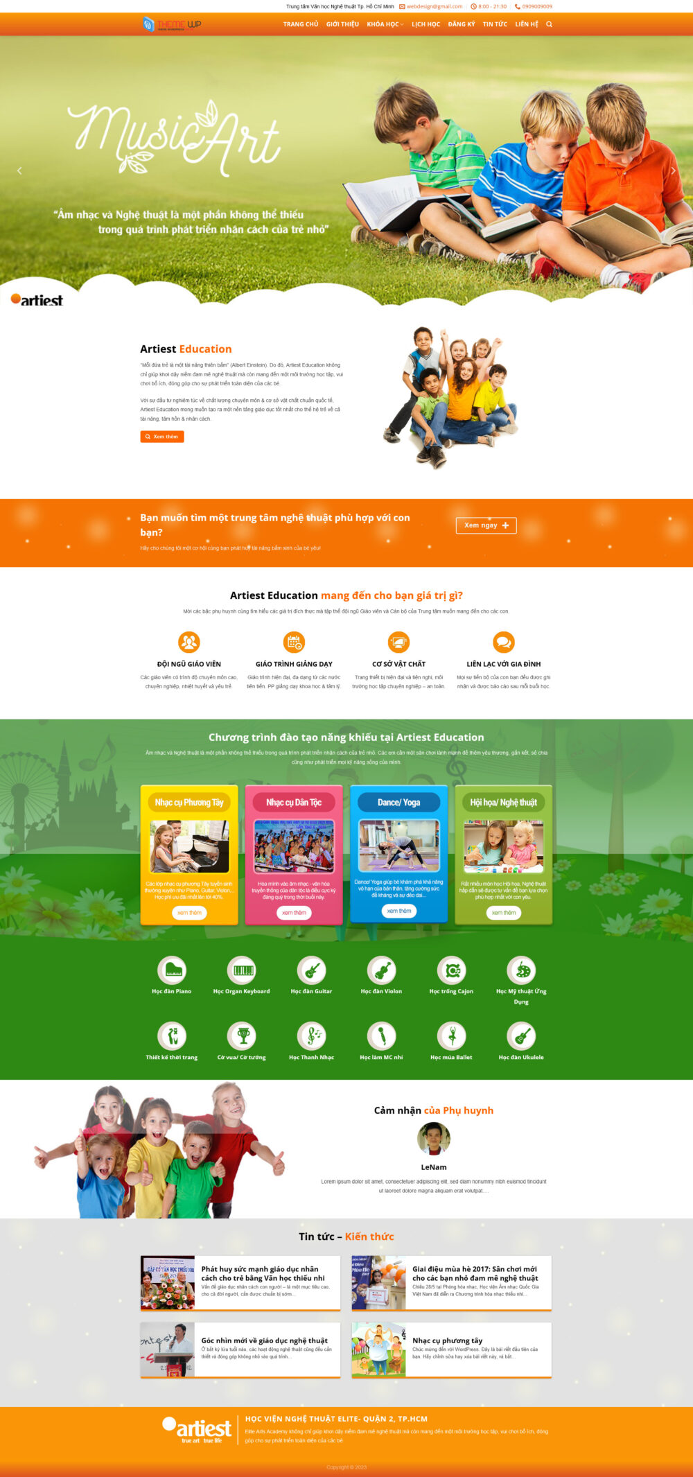 Website Trung Tâm Nghệ Thuật
