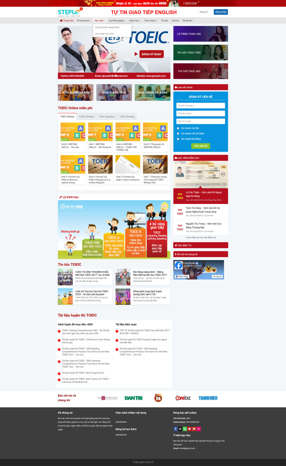 Website Trung Tâm Anh Ngữ