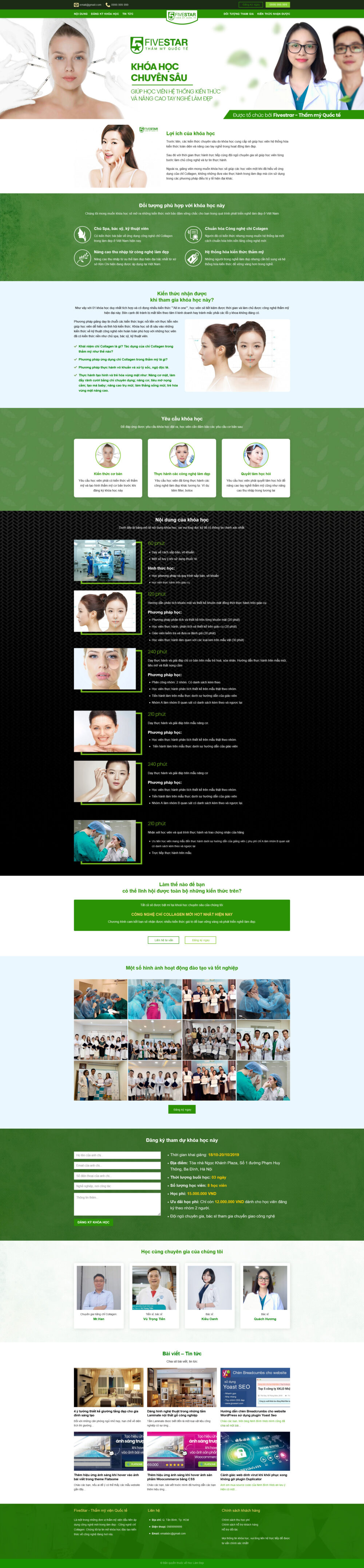 Landing Page Khoá học thẩm mỹ chuyên sâu