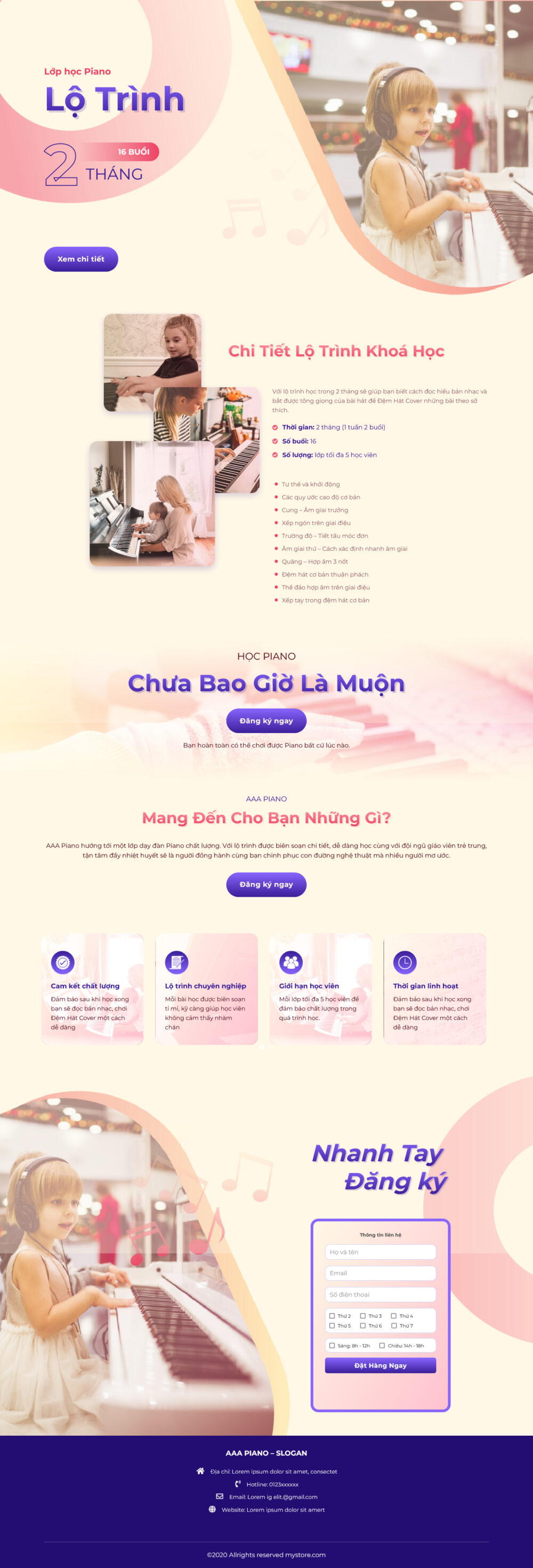 Landing Page Khoá Học Đàn Piano