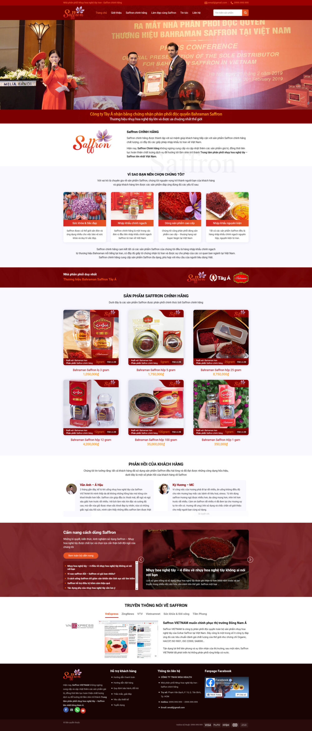Website Sản Phẩm Saffron