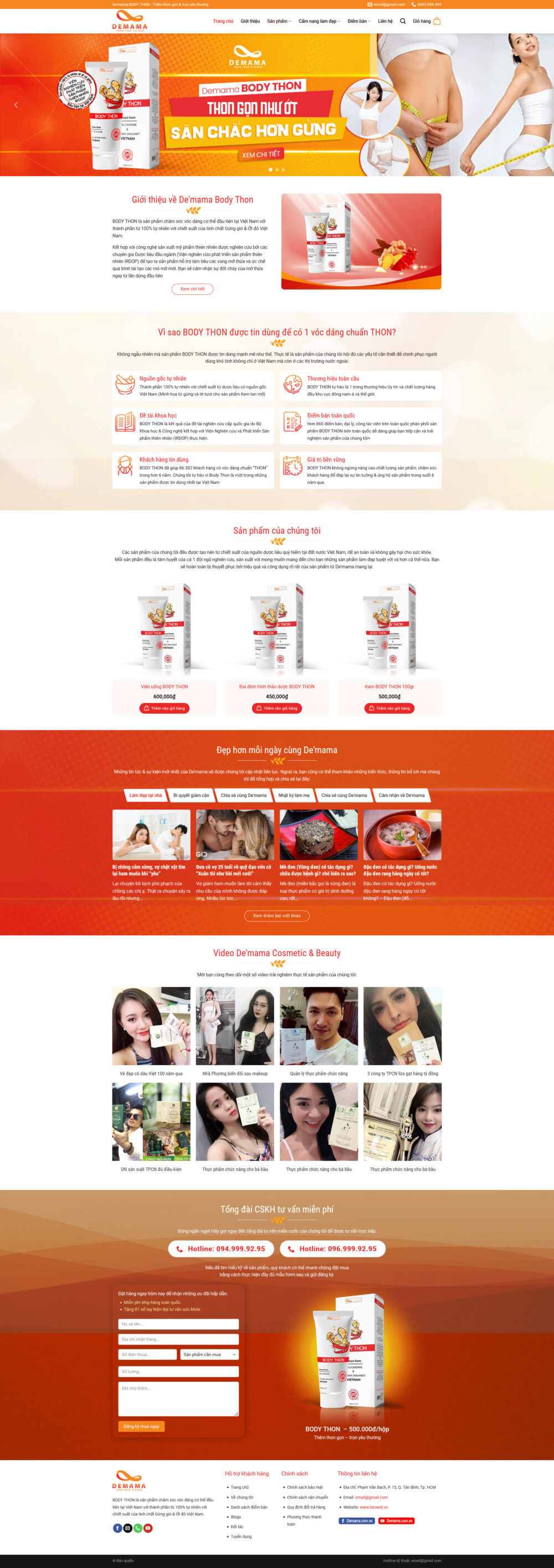 Websiite Sản Phẩm Body Thon