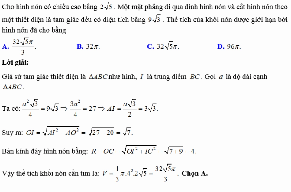 Bài tập ví dụ minh họa thể tích khối chóp