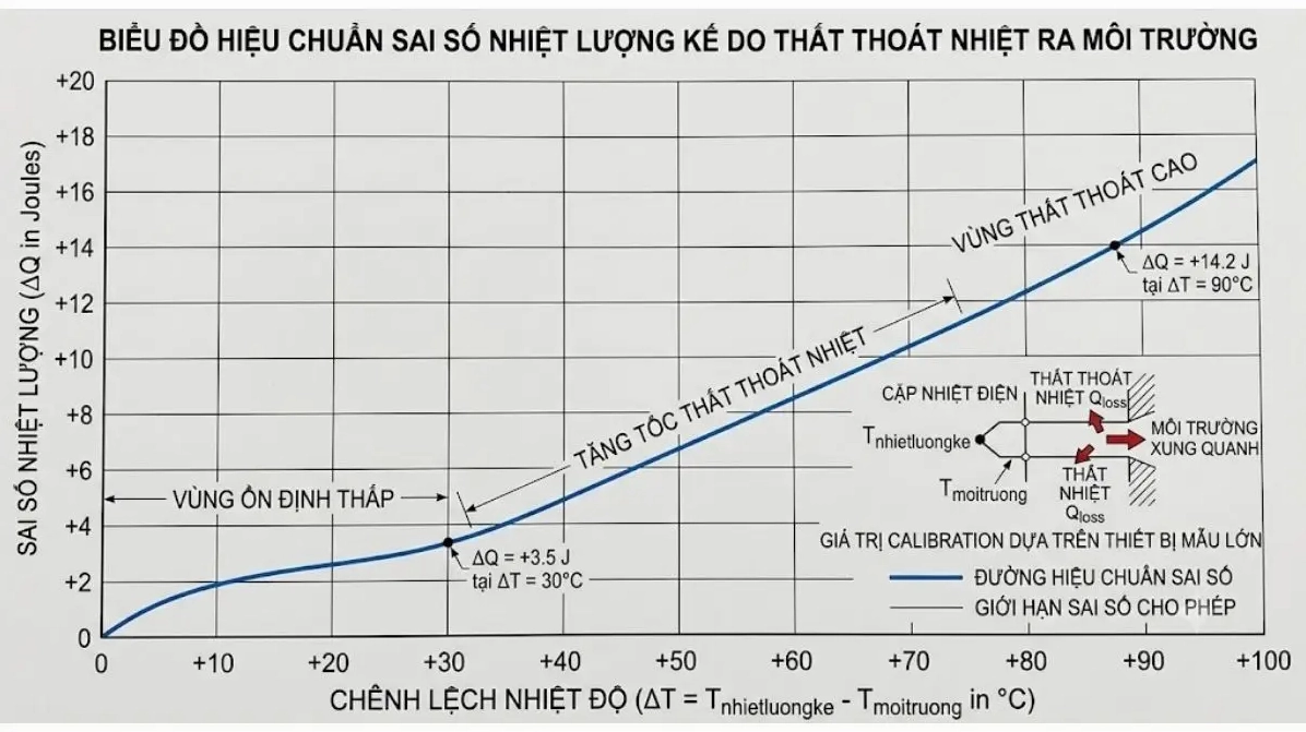 Biểu đồ hiệu chuẩn sai số nhiệt lượng kế do thất thoát nhiệt ra môi trường