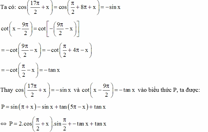Các công thức lượng giác lớp 11