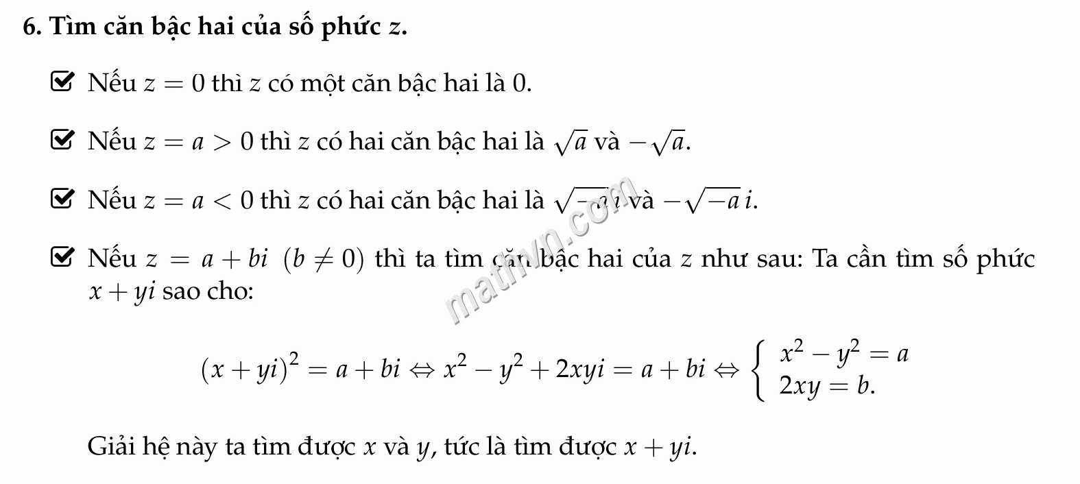 Các CÔNG THỨC SỐ PHỨC quan trọng