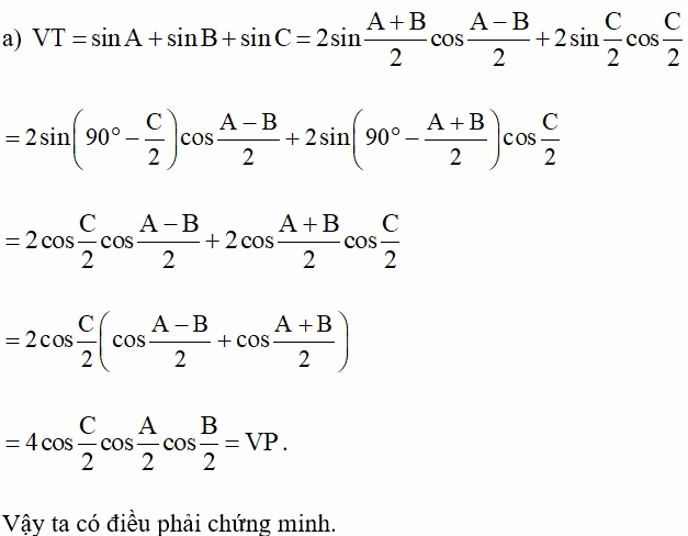 Các phép biến đổi lượng giác lớp 11