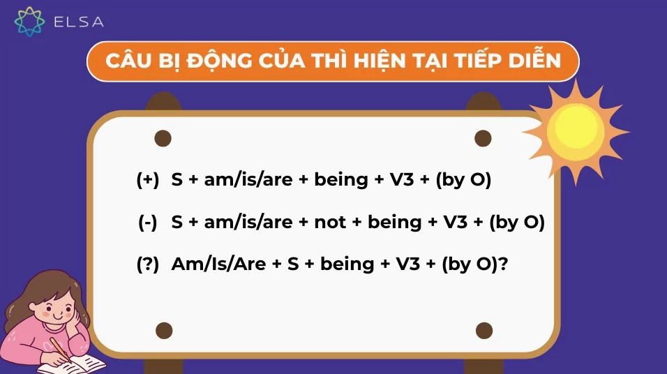 Câu bị động của thì hiện tại tiếp diễn