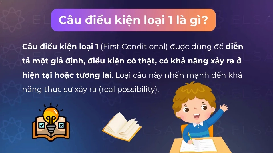 Câu điều kiện loại 1 diễn tả những tình huống có thể xảy ra ở hiện tại, tương lai