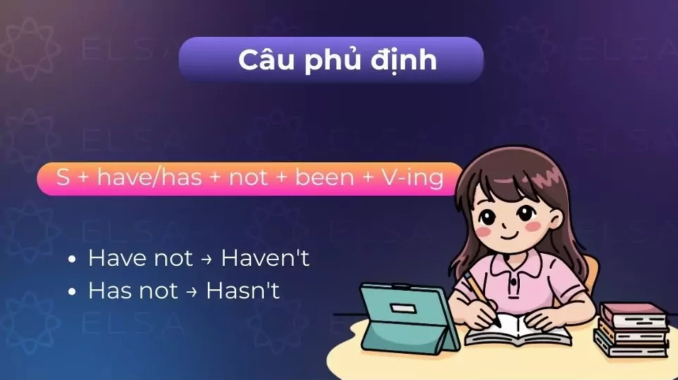 Câu phủ định trong thì hiện tại hoàn thành tiếp diễn