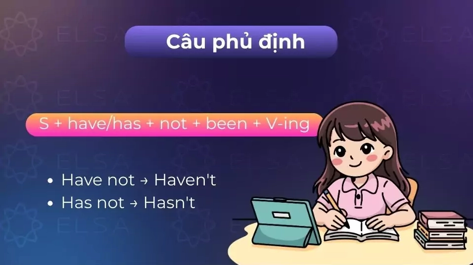 Câu phủ định trong thì hiện tại hoàn thành tiếp diễn