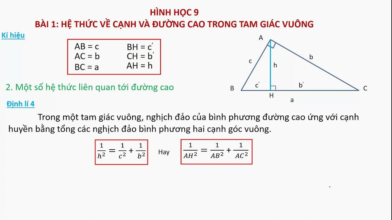 Công Thức Đường Cao Trong Tam Giác Vuông: Hướng Dẫn Chi Tiết Và Dễ Hiểu