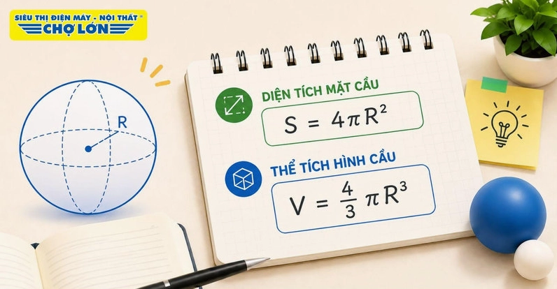 Công thức hình cầu: Cách tính và bài tập chi tiết