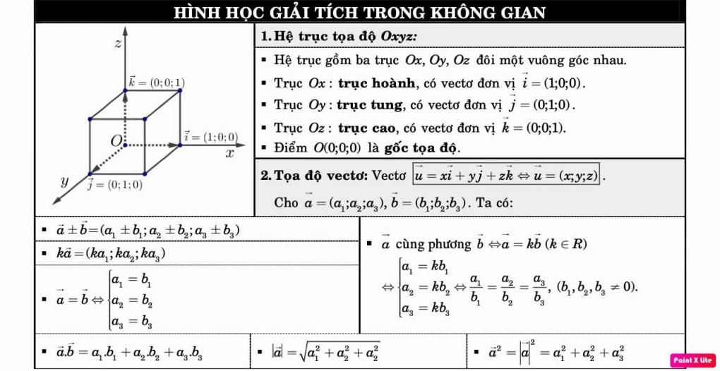 công thức hình học giải tích trong không gian