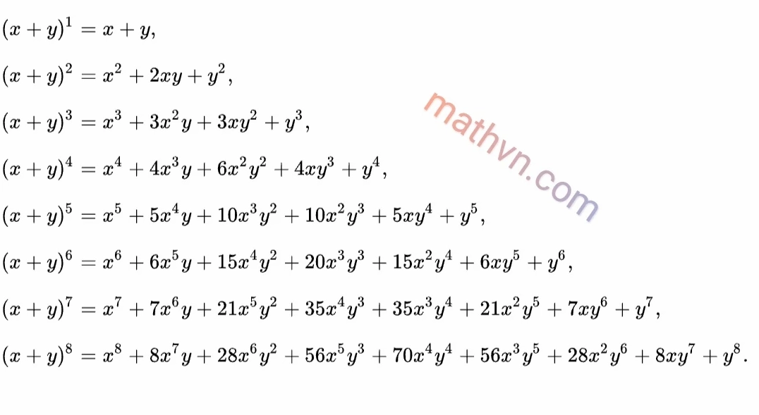 Công thức khai triển (x+y)^n - nhị thức Newton - Hình 1