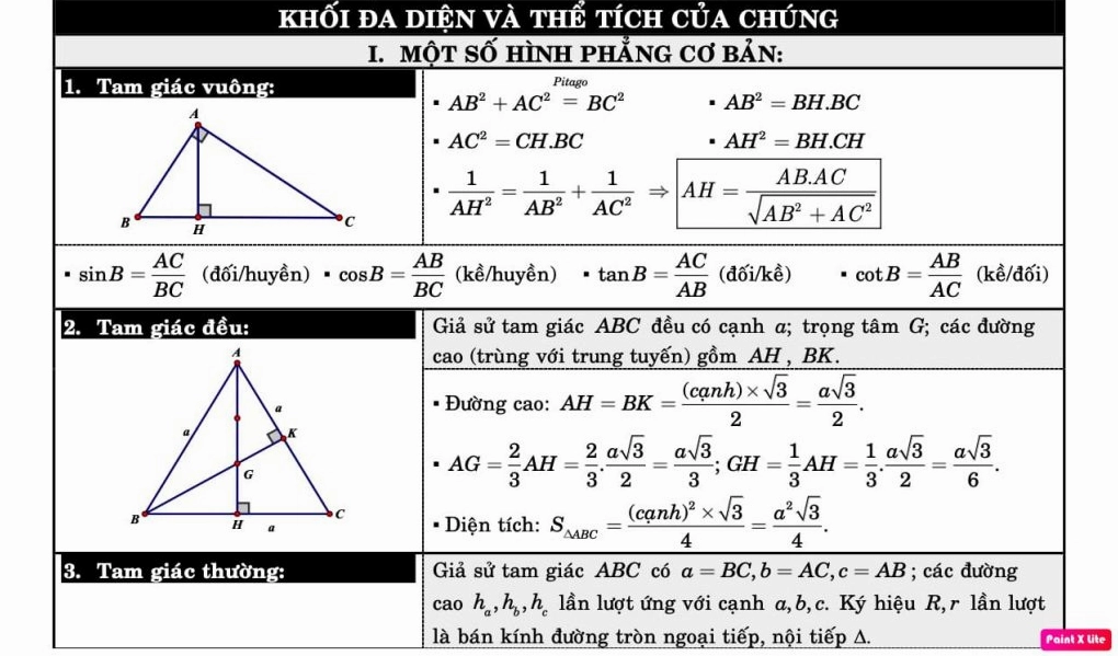 công thức khối đa diện và thể tích