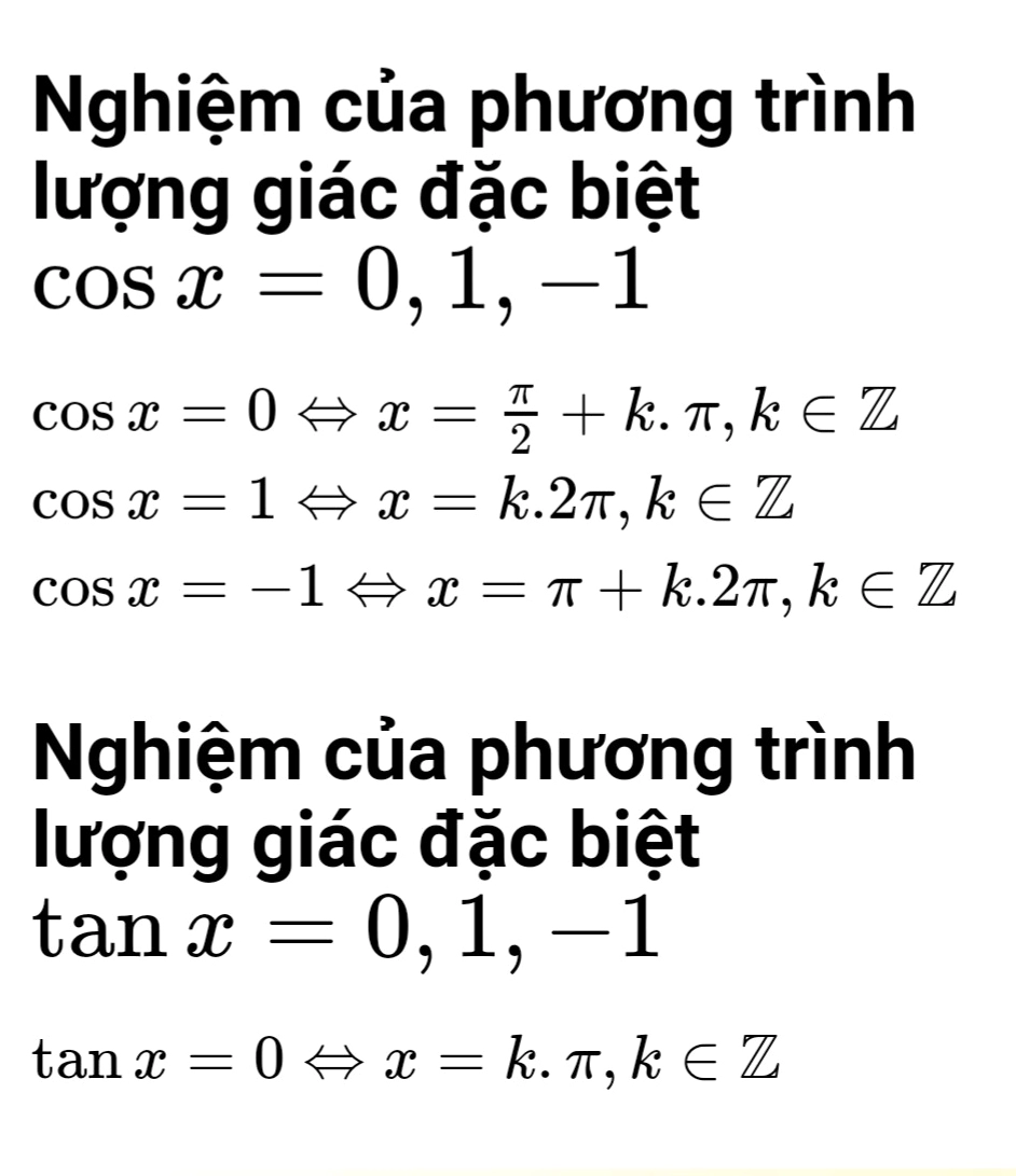 Công thức nghiệm đặc biệt - Khám phá các phương trình lượng giác và đại số