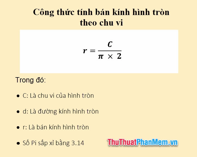 Công thức tính bán kính hình tròn theo chu vi