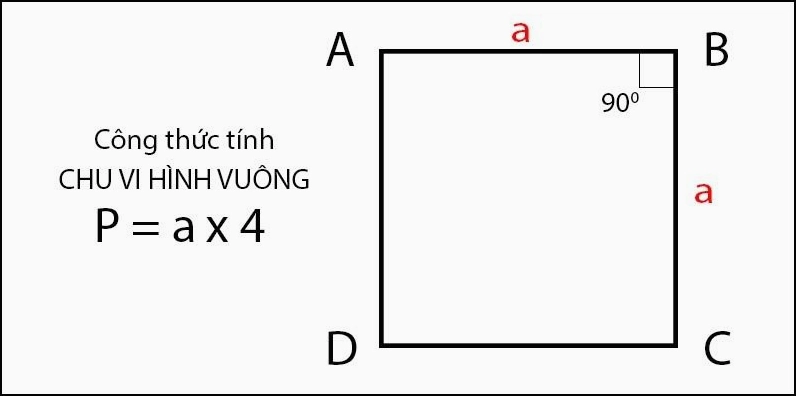 Công thức tính chu vi hình vuông