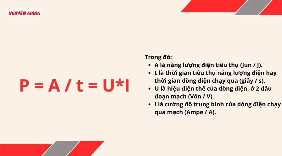 Công thức tính công suất điện chung