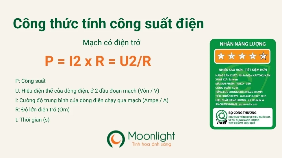 Công thức tính công suất mạch có điện trở