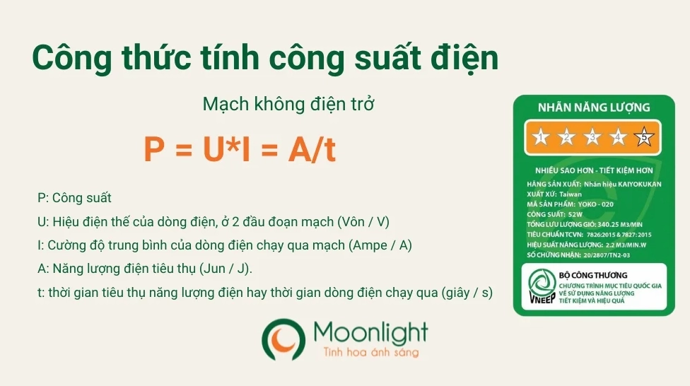 công thức tính công suất mạch không điện trở