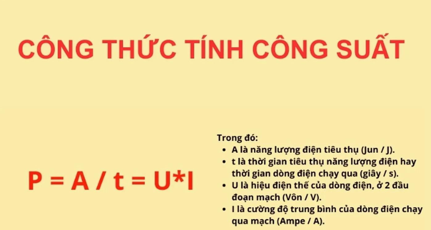 Công thức tính công suất​