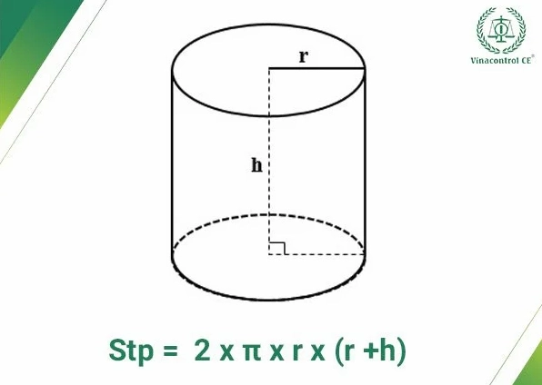 Công thức tính diện tích toàn phần hình trụ