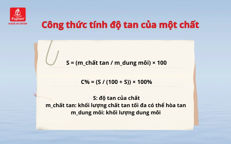 Công thức tính độ tan của một chất