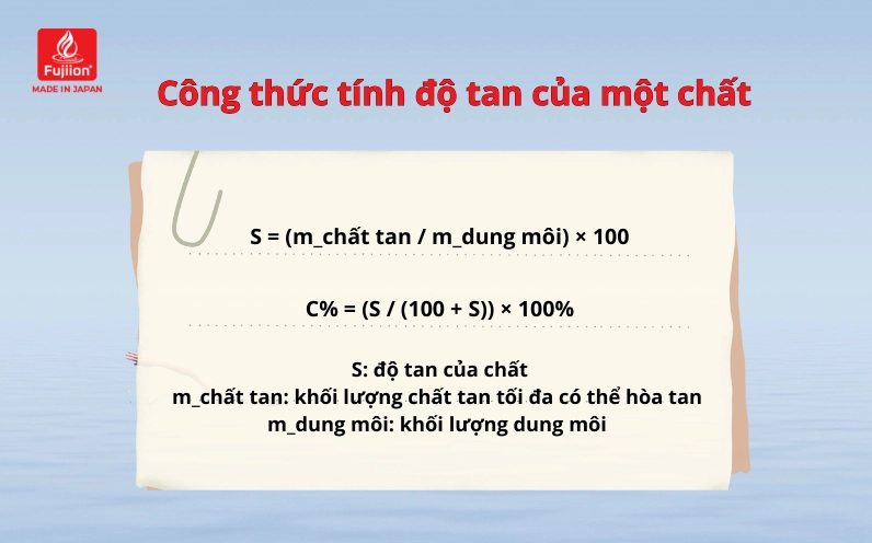 Công thức tính độ tan của một chất