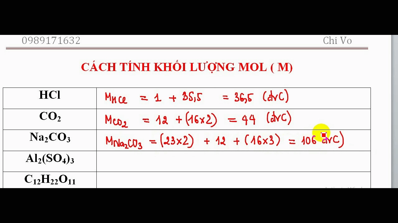 Công thức tính khối lượng mol lớp 8: Hướng dẫn chi tiết và dễ hiểu