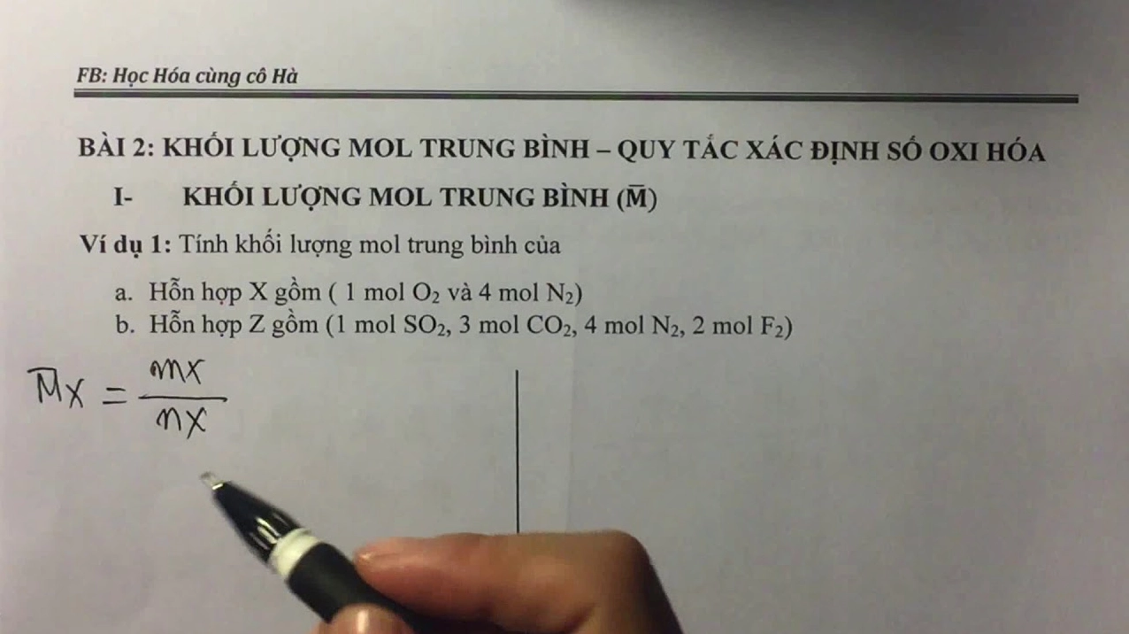 Công thức tính khối lượng mol trung bình: Hướng dẫn chi tiết và các ví dụ minh họa