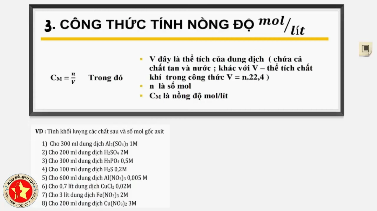 Công Thức Tính Nồng Độ Mol/Lít: Hướng Dẫn Chi Tiết Và Các Ví Dụ Minh Họa