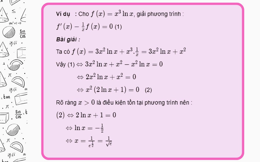 Dạng bài tập tìm phương trình/bất phương trình có chứa đạo hàm