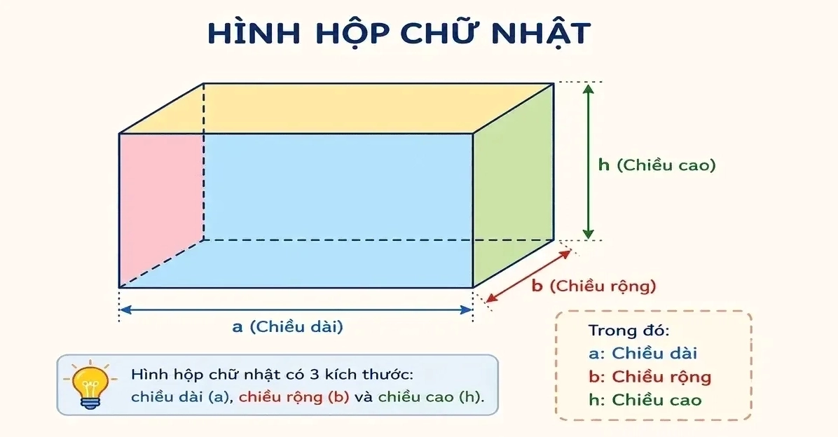 Diện tích xung quanh và diện tích toàn phần của hình hộp chữ nhật
