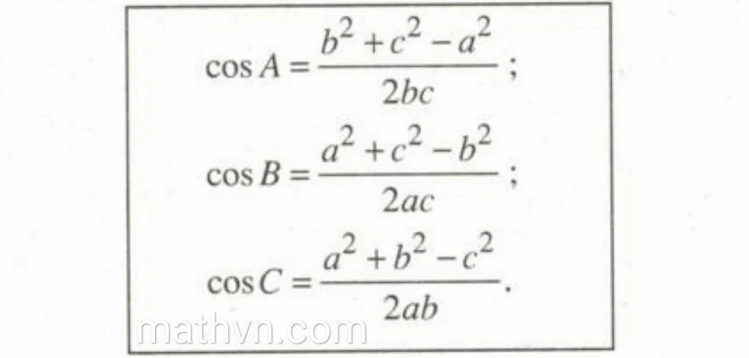 Định lí cosin, định lý sin, các công thức tính diện tích tam giác - Hình 1