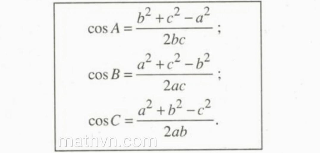 Định lí cosin, định lý sin, các công thức tính diện tích tam giác - Hình 1