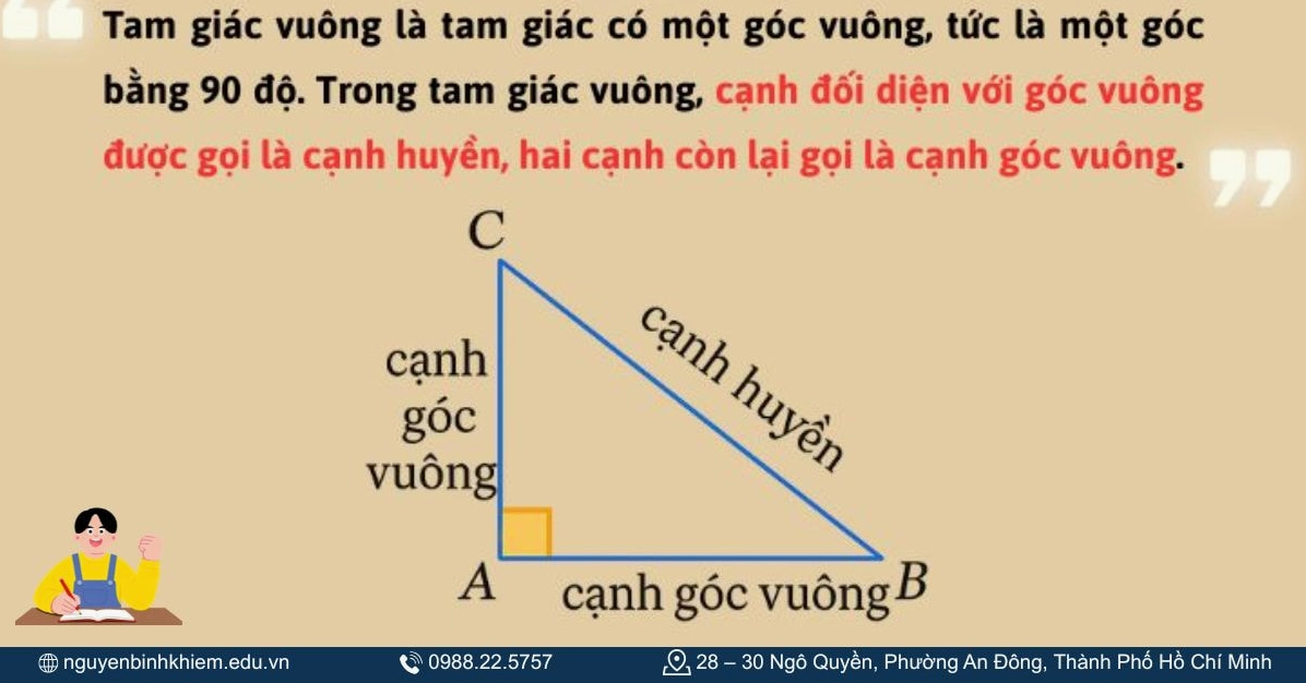 Định nghĩa và tính chất cơ bản của tam giác vuông