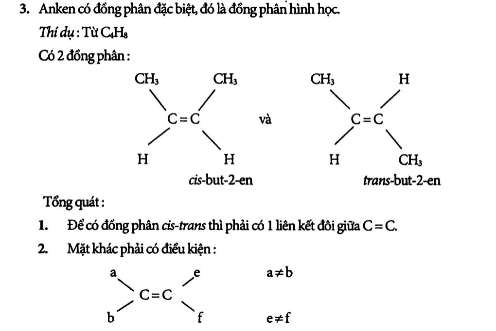 đồng phân hình học anken - đại cương hóa hữu cơ
