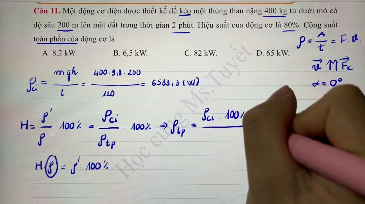 Hướng dẫn công thức tính hiệu suất Vật lý