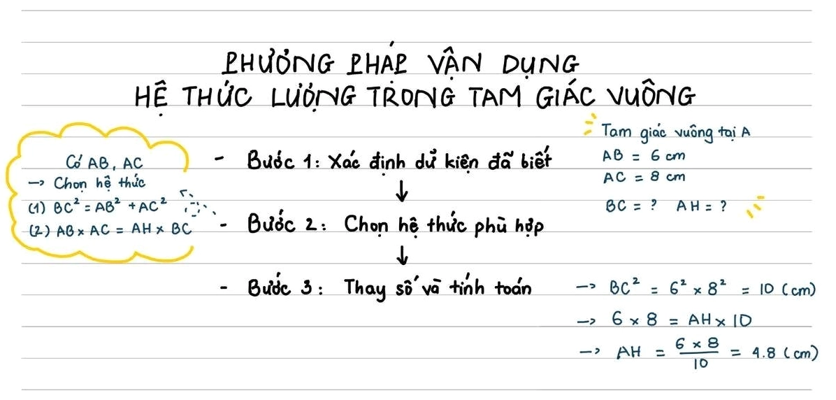 Hướng dẫn hệ thức lượng trong tam giác vuông
