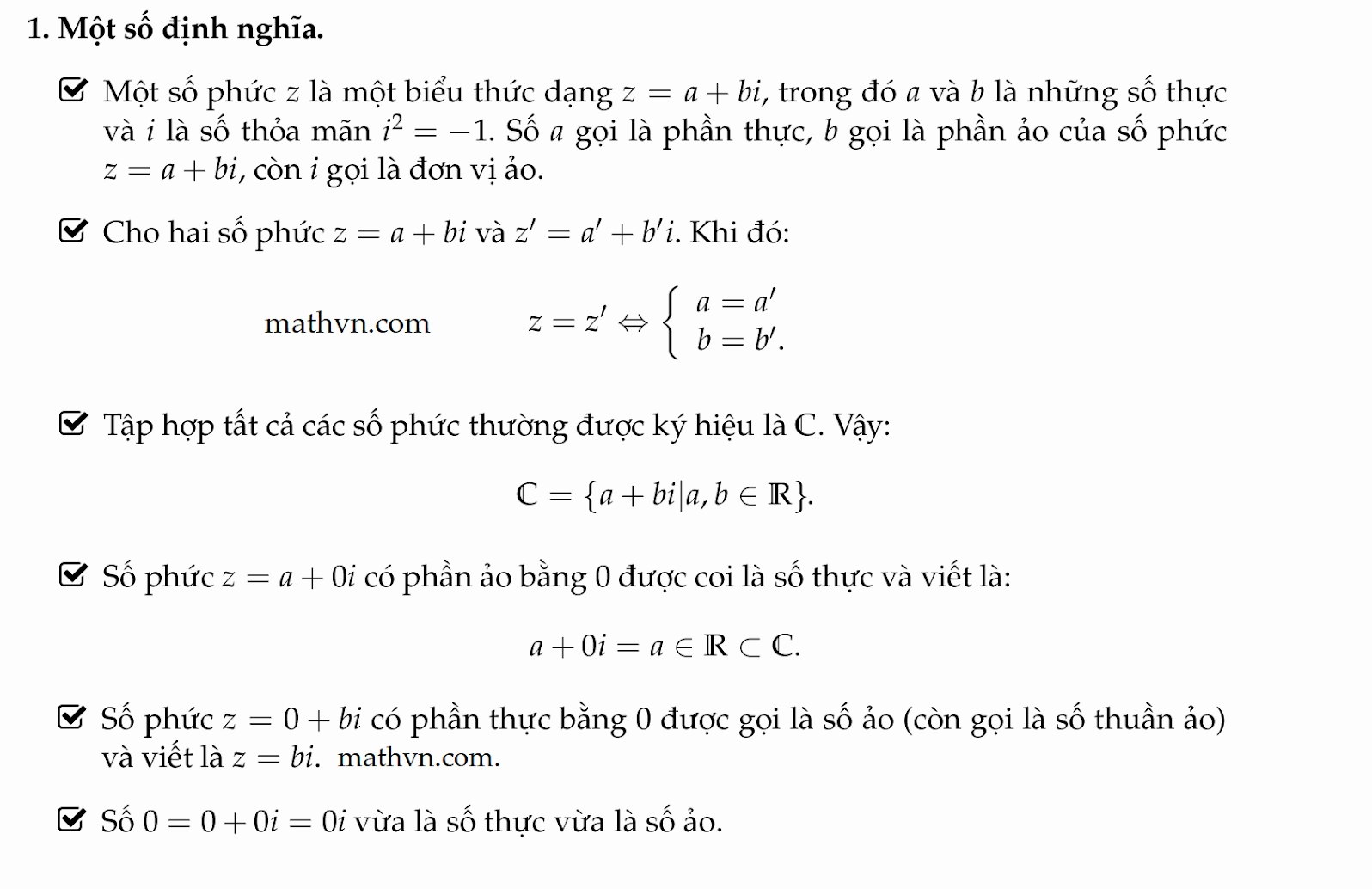 Lí thuyết và toàn bộ CÔNG THỨC SỐ PHỨC ở toán lớp 12