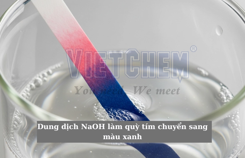 Phản ứng của sodium hydroxide với quỳ tím