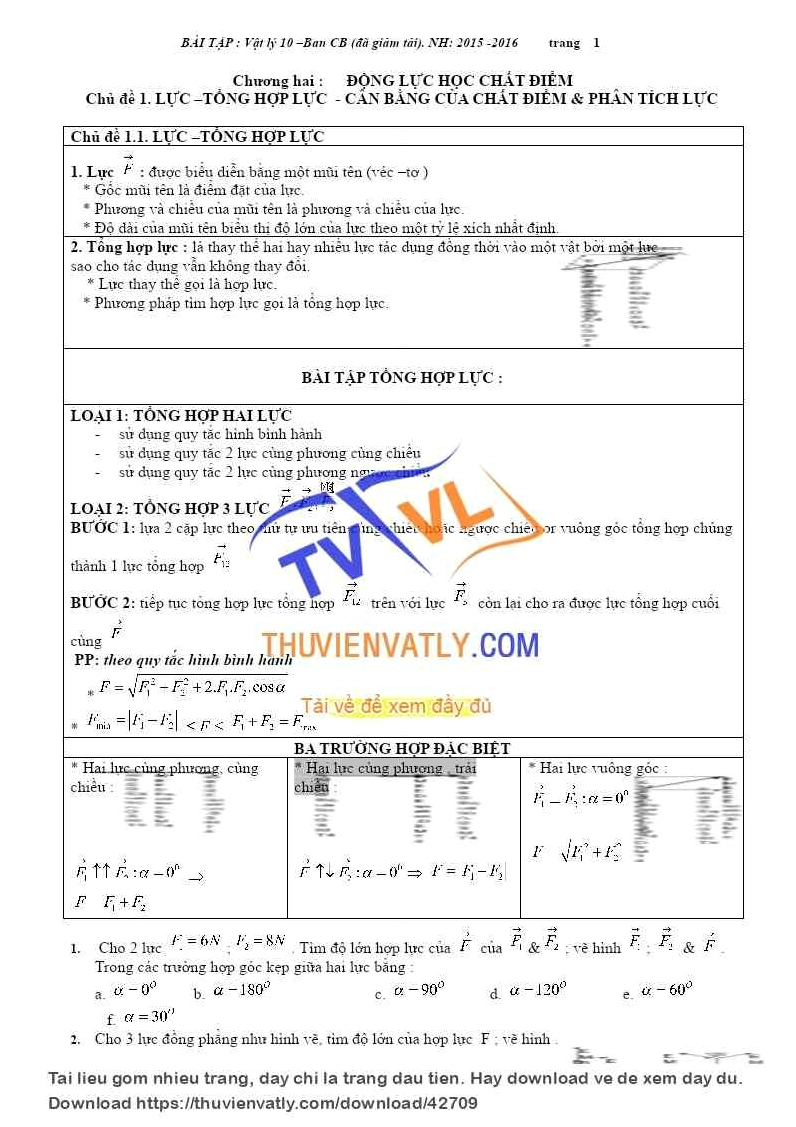 Phương pháp giải bài tập vật lí 10 theo chuyên đề