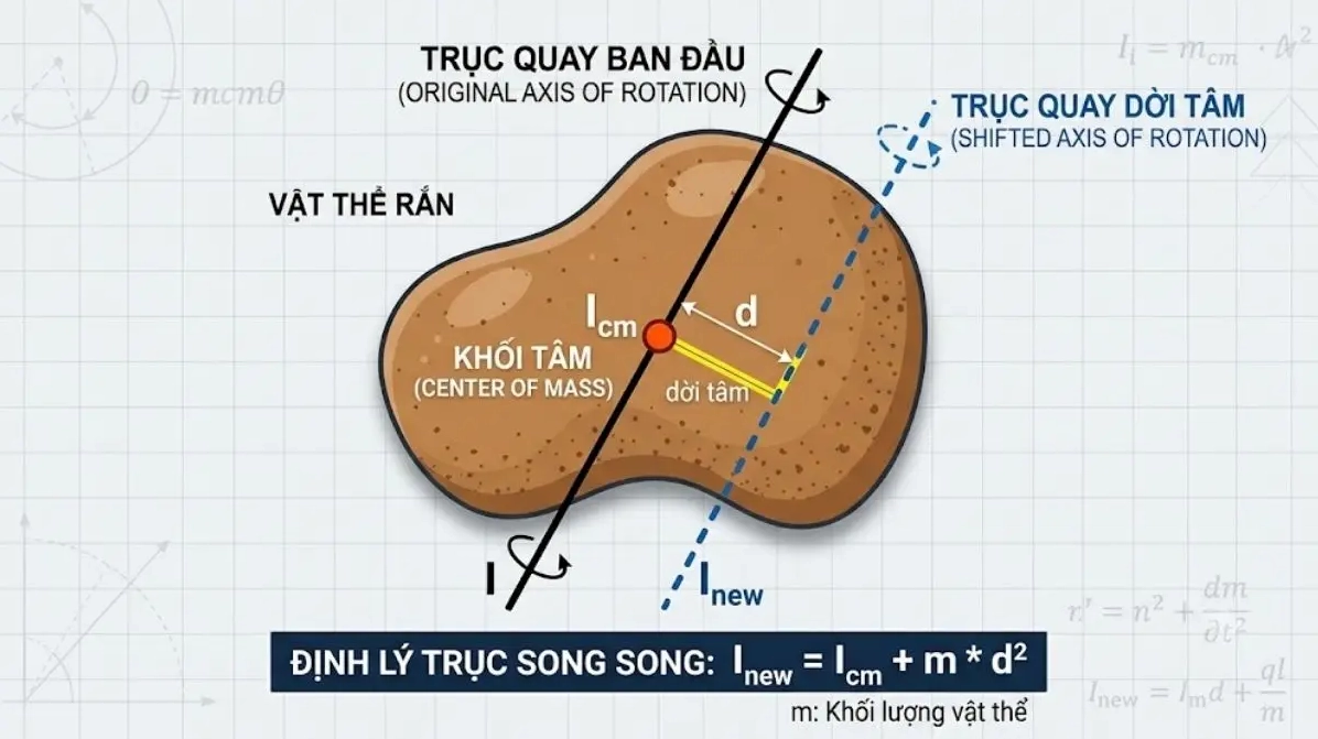 Sơ đồ minh họa Định lý trục song song Huygens-Steiner