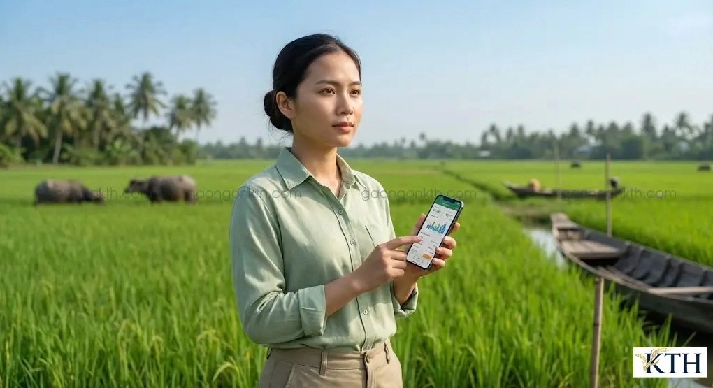 Sử dụng công cụ tính năng suất lúa online miễn phí trên điện thoại để dự tính sản lượng nhanh chóng.